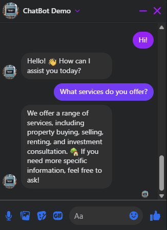 Business Chatbot demo